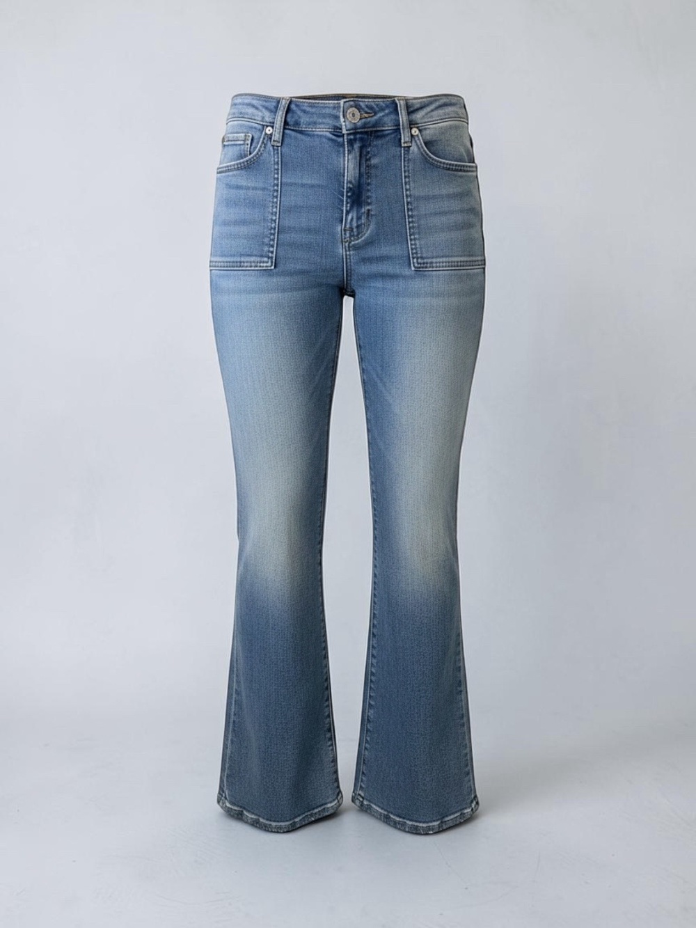 HIDDEN Jeans Womens 27 Patch Pocket Flare Jeans Medium Wash Stretch Denim